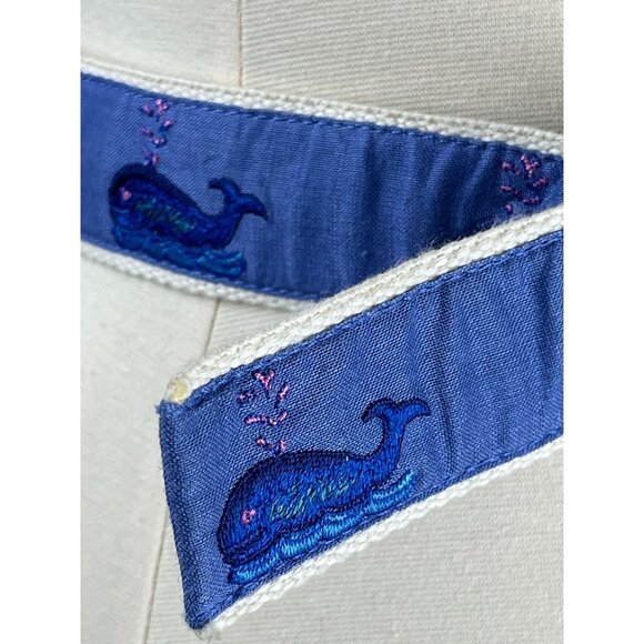 CJ  Laing Embroidered Whale , Fisherman, Coastal  Nautical D Ring Belt, Small - Picture 1 of 8